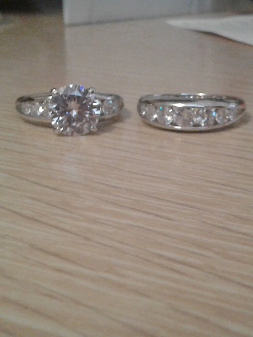 BJC287 NWOT Bella Luce Rhodium Plated Two Piece Bridal Ring Set 8.70ctw. Sz.11
